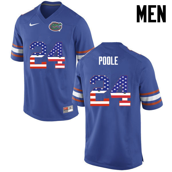 Men Florida Gators #24 Brian Poole College Football USA Flag Fashion Jerseys-Blue - Click Image to Close